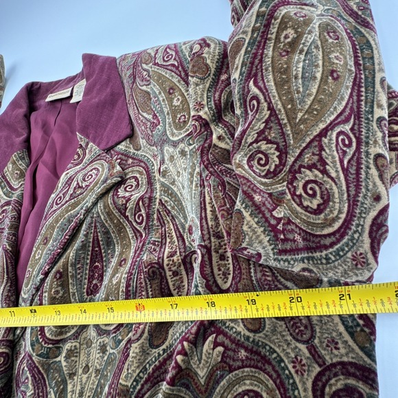 Vintage Ruff Hewn Bohemian Paisley Velvet Blazer Collared Size XL Multicolored - Picture 5 of 8